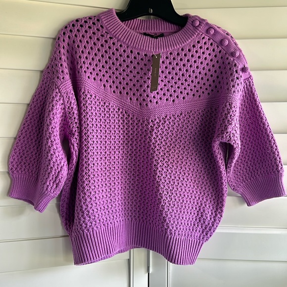 J Crew Violet Open Weave Knit Sweater - Picture 1 of 4